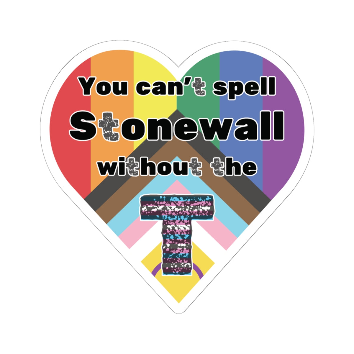 Trans Inclusion Stonewall Heart Kiss-Cut Stickers