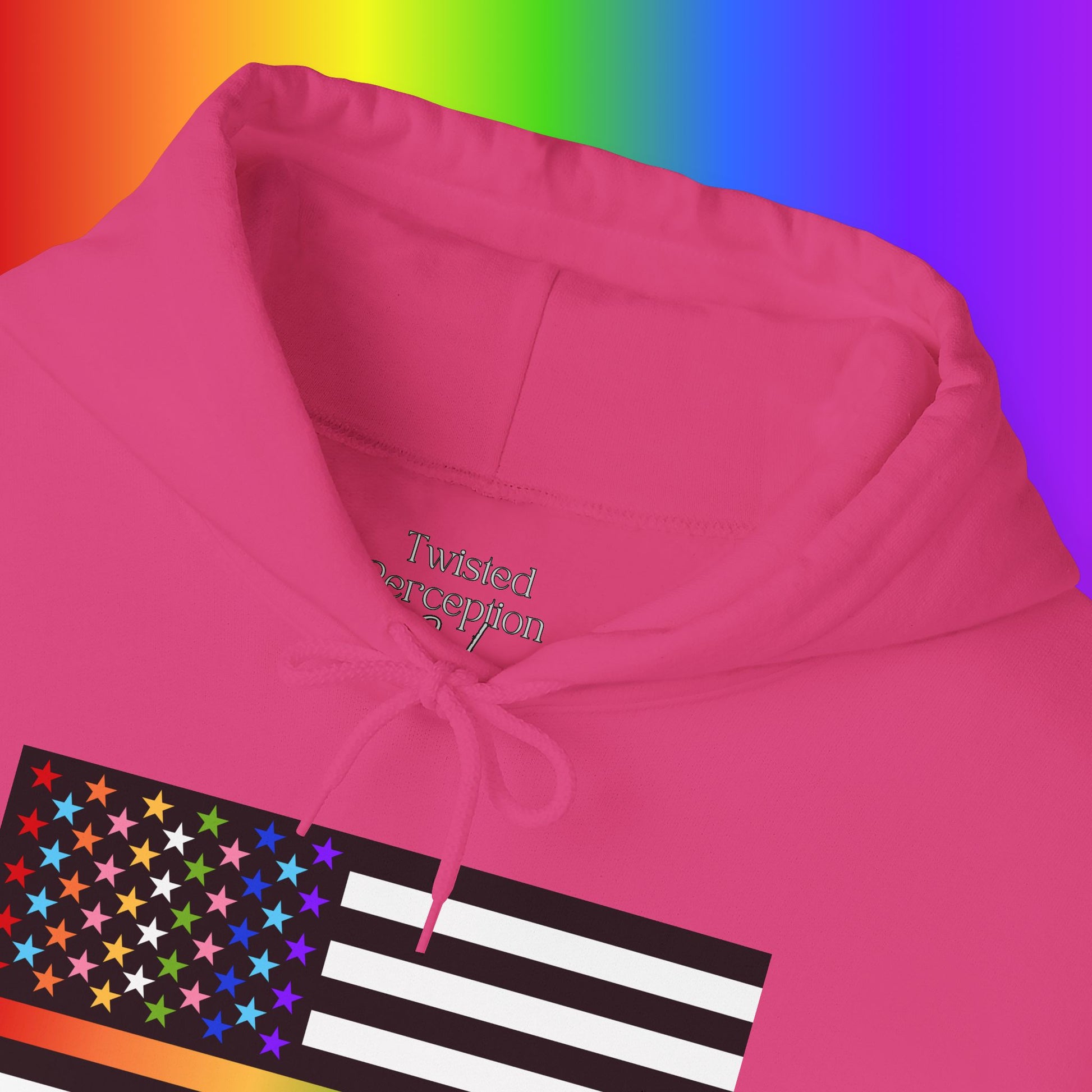 Thin Queer Line American Flag Heavy Blend Hoodie
