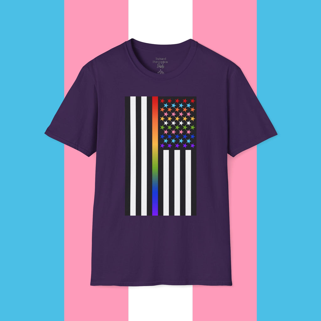Thin Queer Line Pride Flag Unisex Softstyle T-shirt