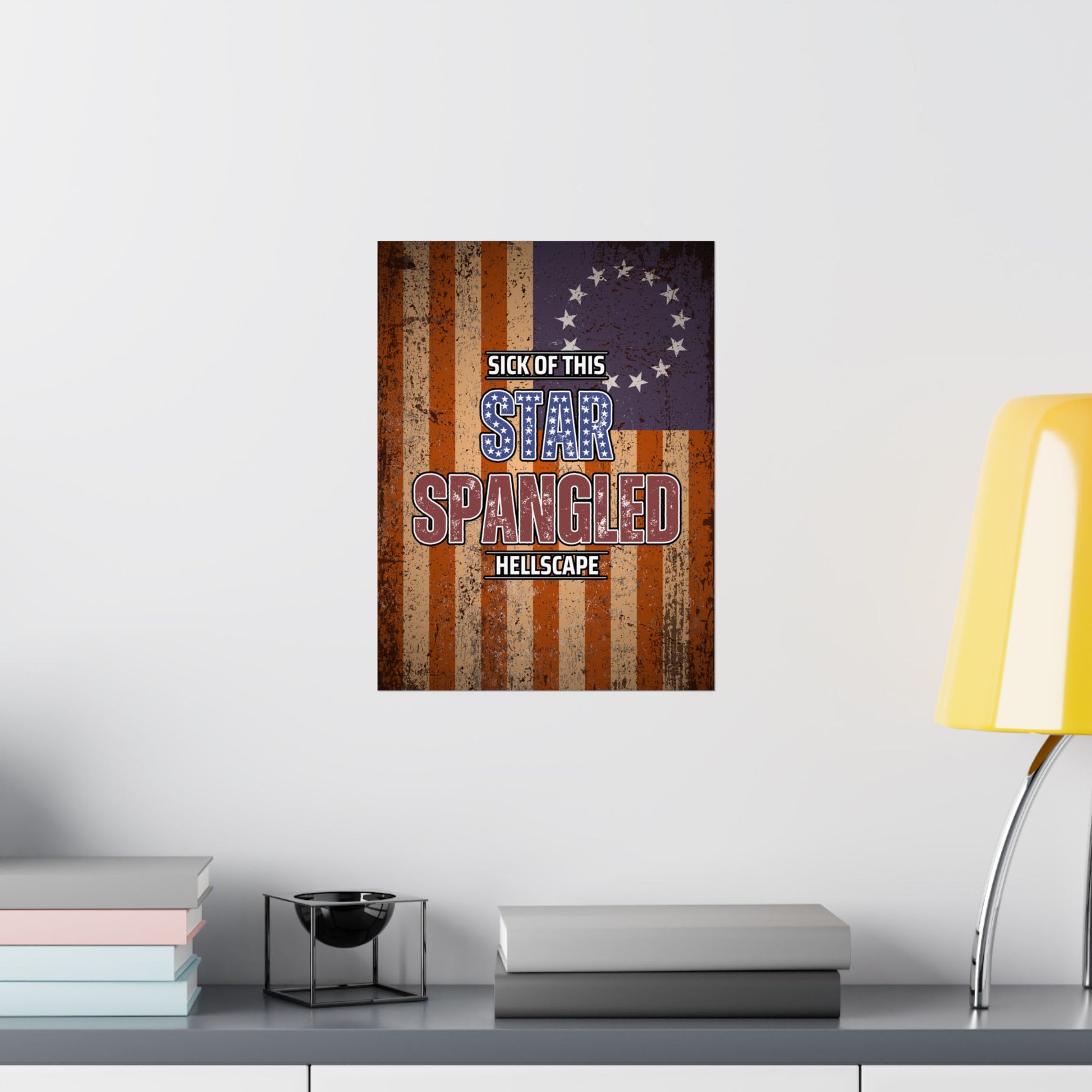 Star Spangled Hellscape 1776 American Flag Poster
