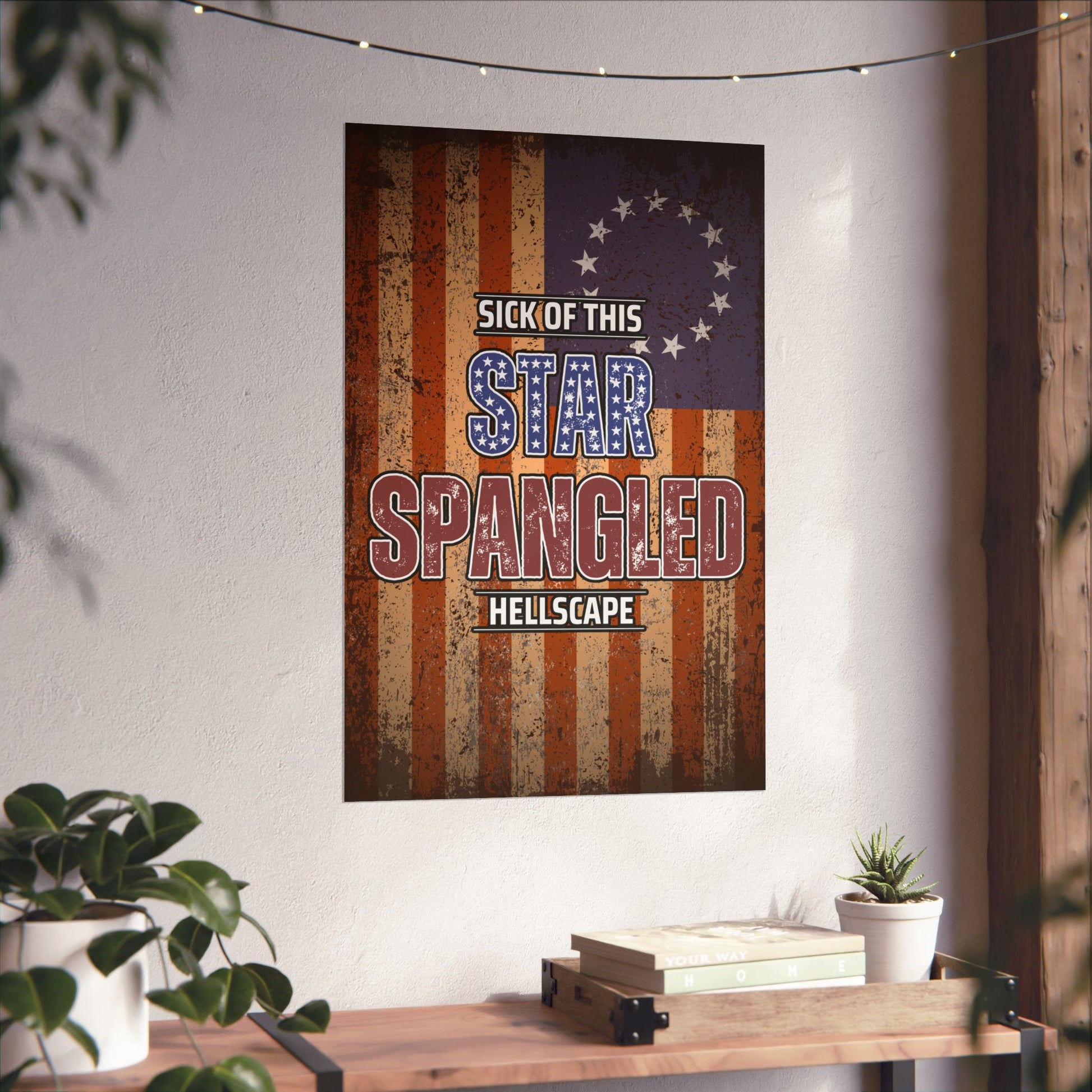 Star Spangled Hellscape 1776 American Flag Poster