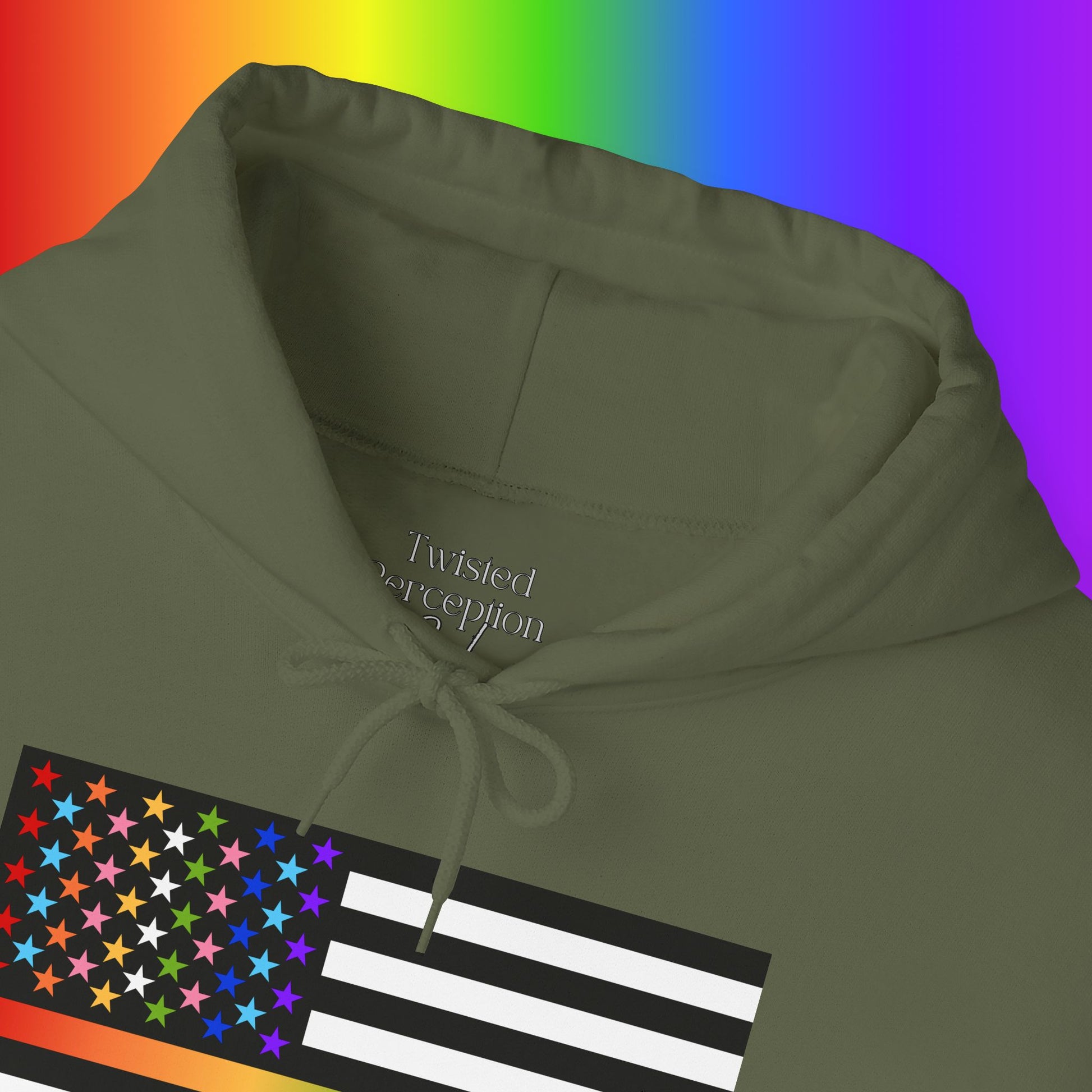 Thin Queer Line American Flag Heavy Blend Hoodie
