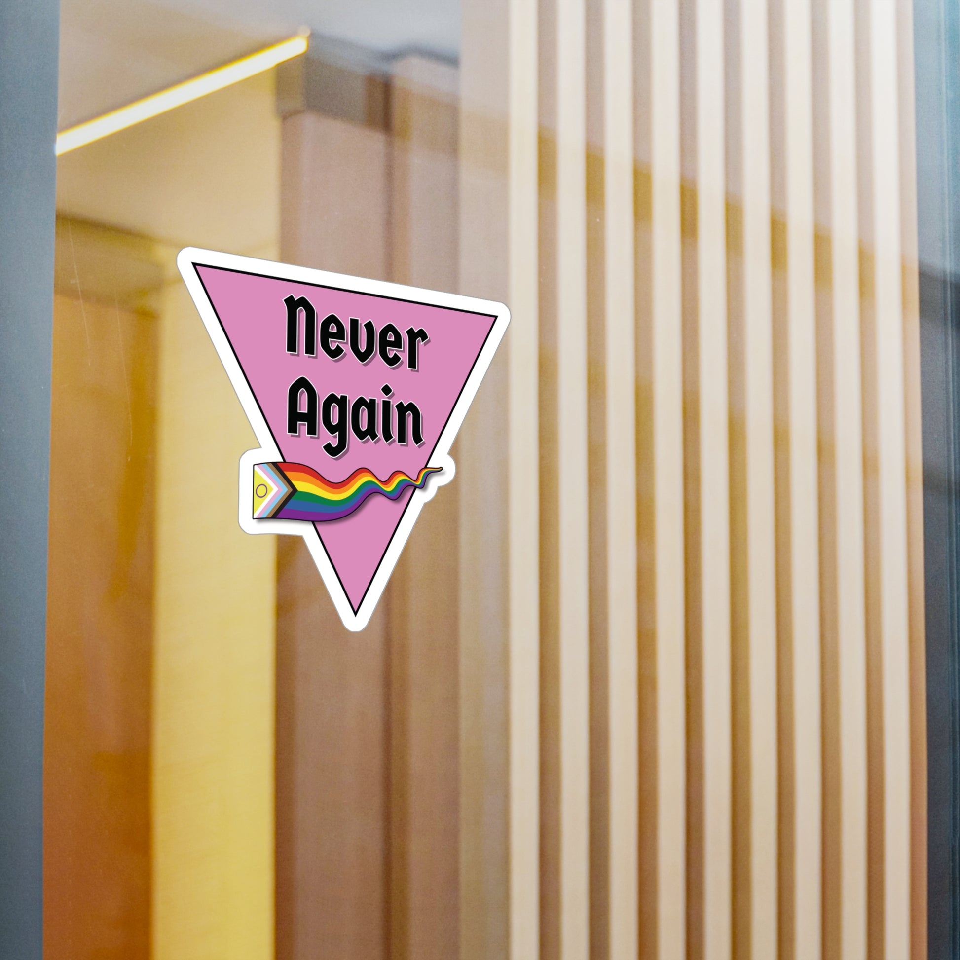 Never Again Historical Pink Triangle Kiss-Cut Vinyl Decals