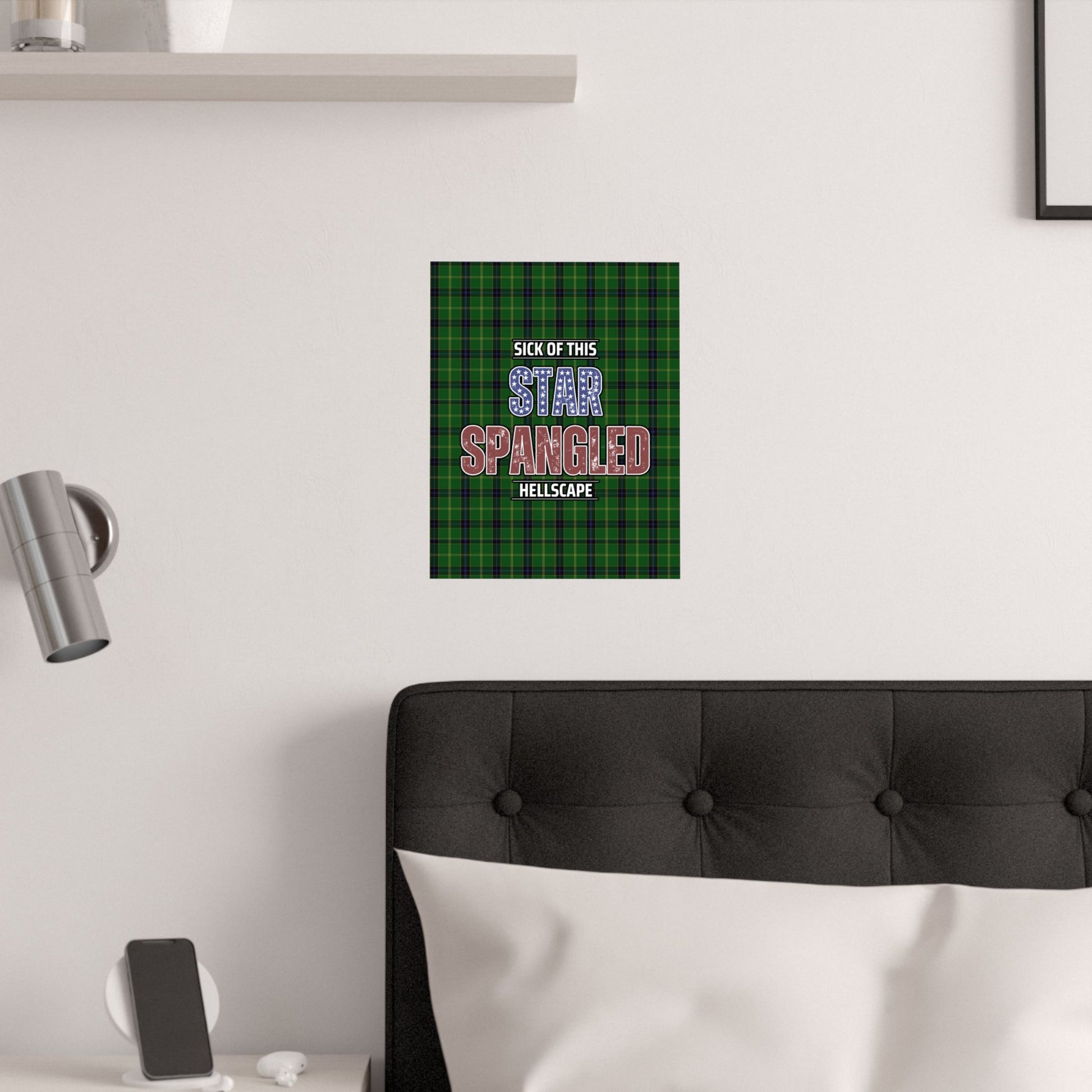 Star Spangled Hellscape Tartan Satin Poster