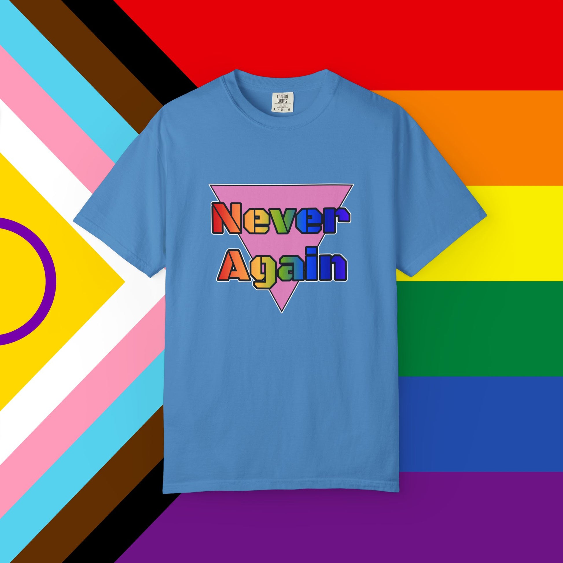 Never Again Bold Letters Garment Dyed Tshirt