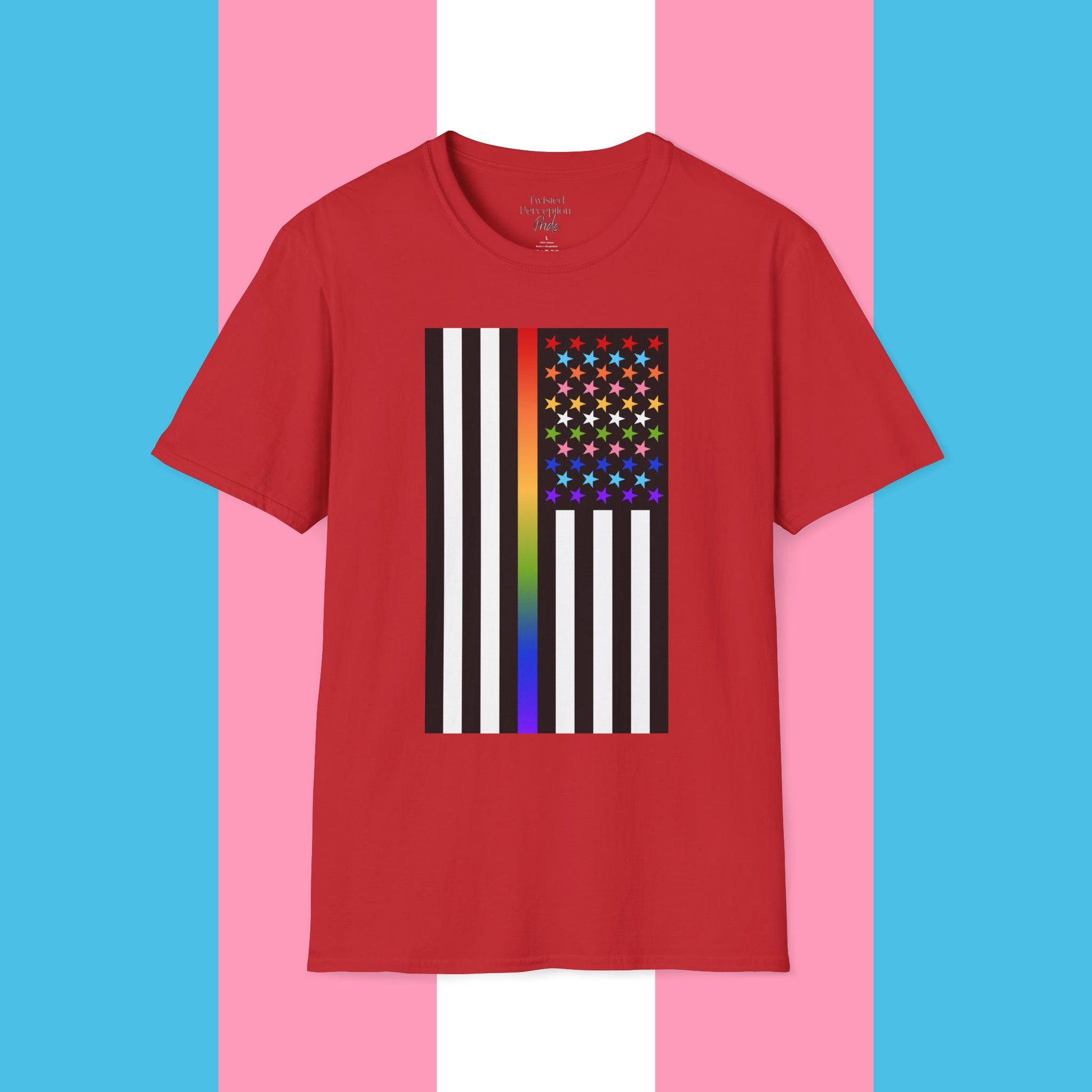 Thin Queer Line Pride Flag Unisex Softstyle T-shirt