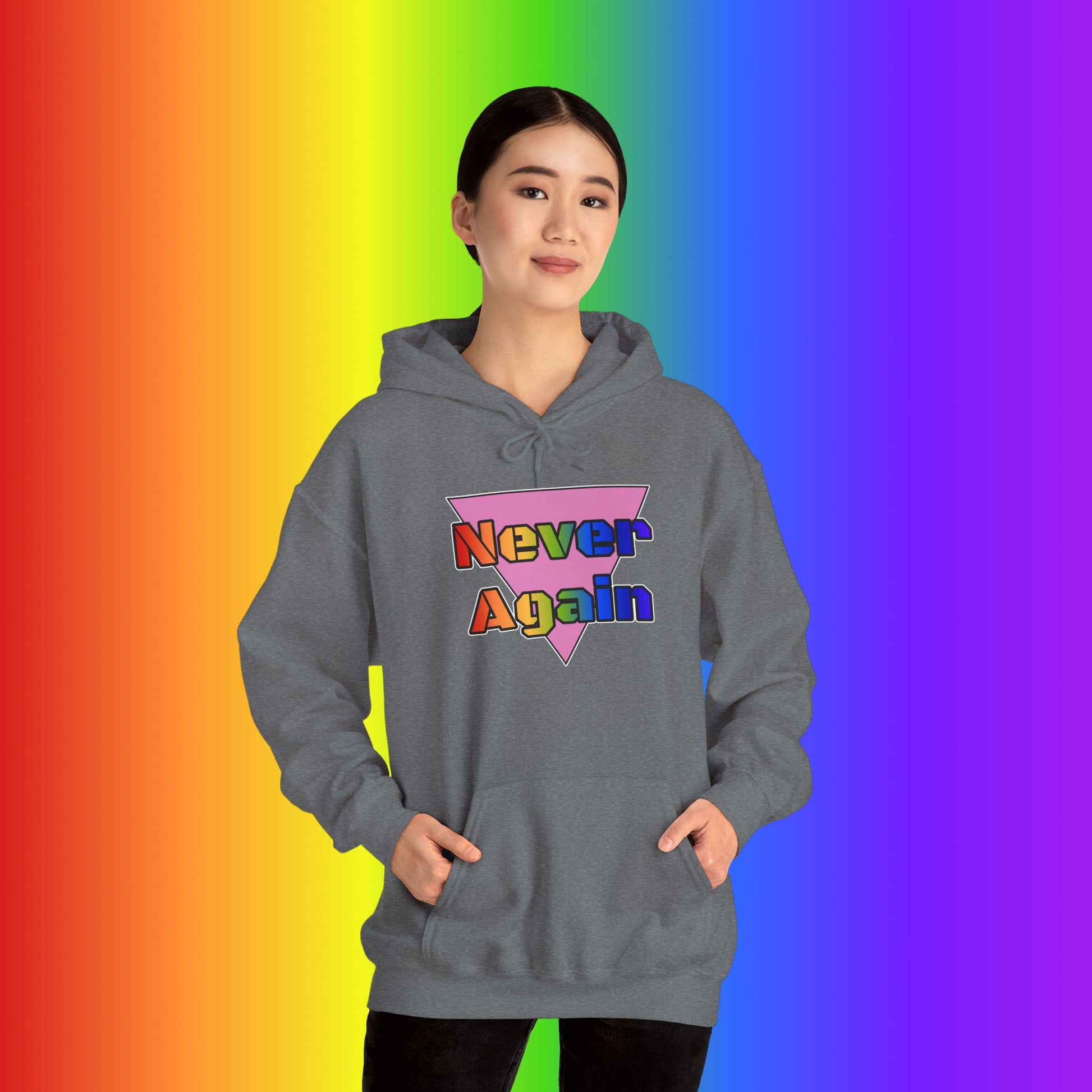 Never Again Bold Letters Heavy Blend Hoodie