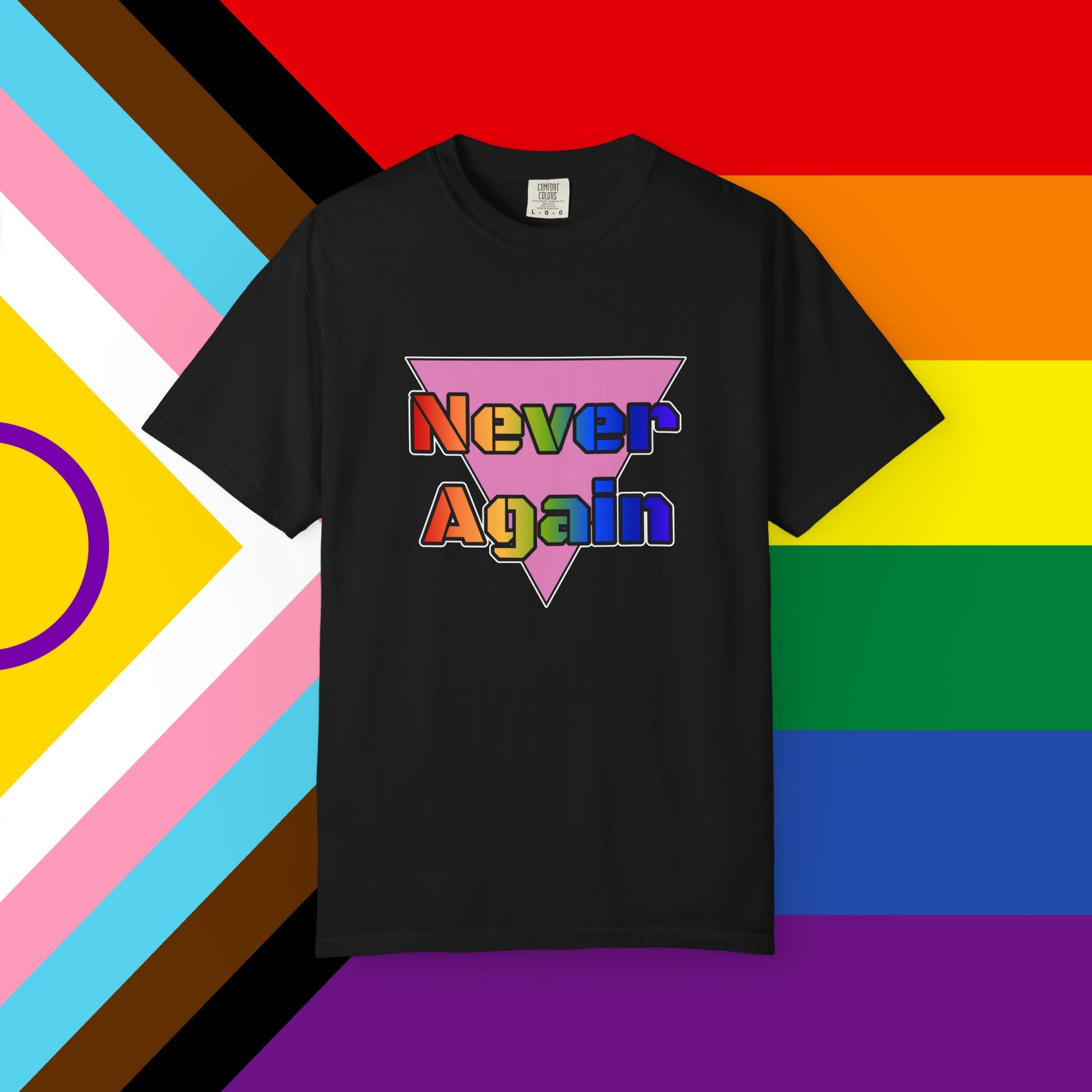Never Again Bold Letters Garment Dyed Tshirt