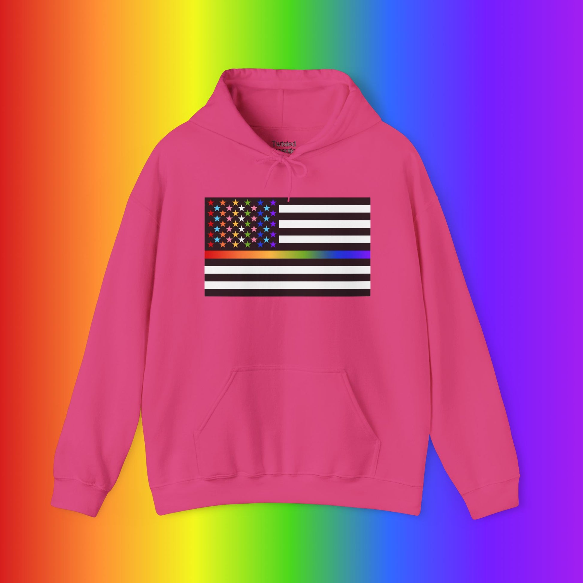 Thin Queer Line American Flag Heavy Blend Hoodie