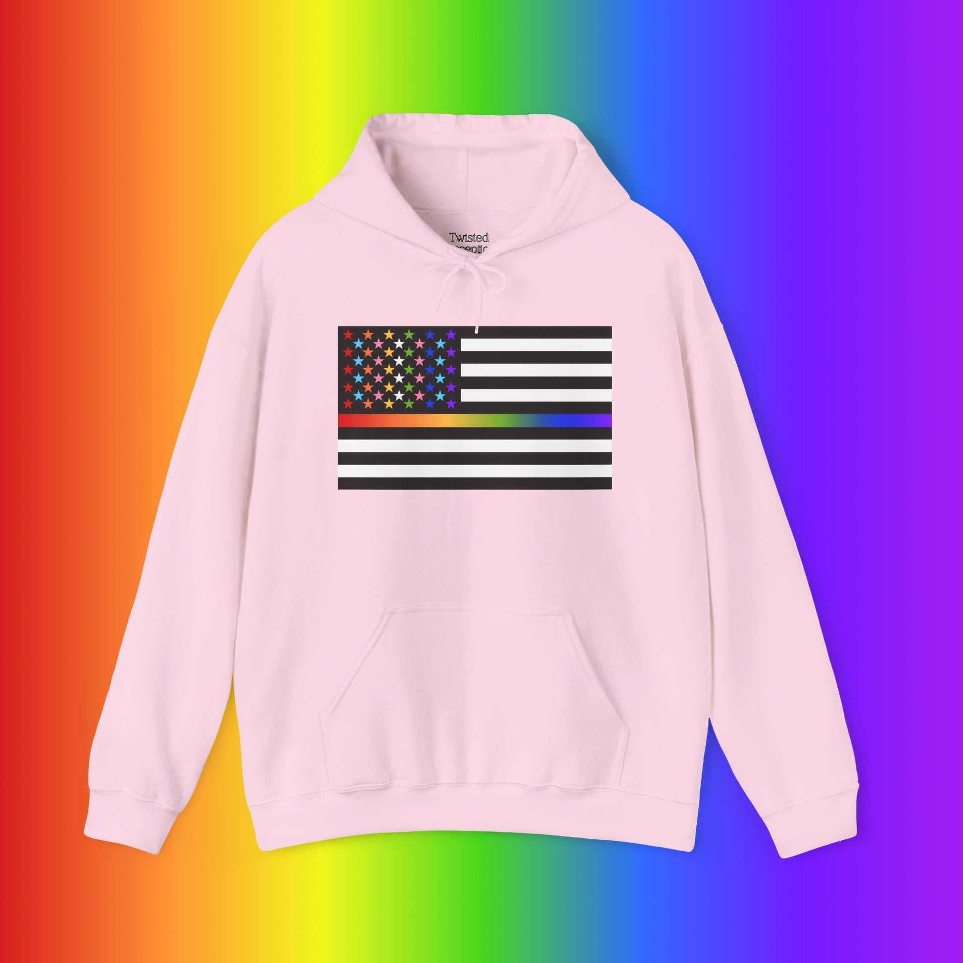Thin Queer Line American Flag Heavy Blend Hoodie