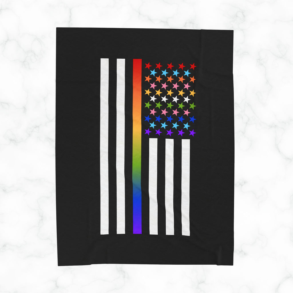Thin Queer Line American Flag Plush Blanket
