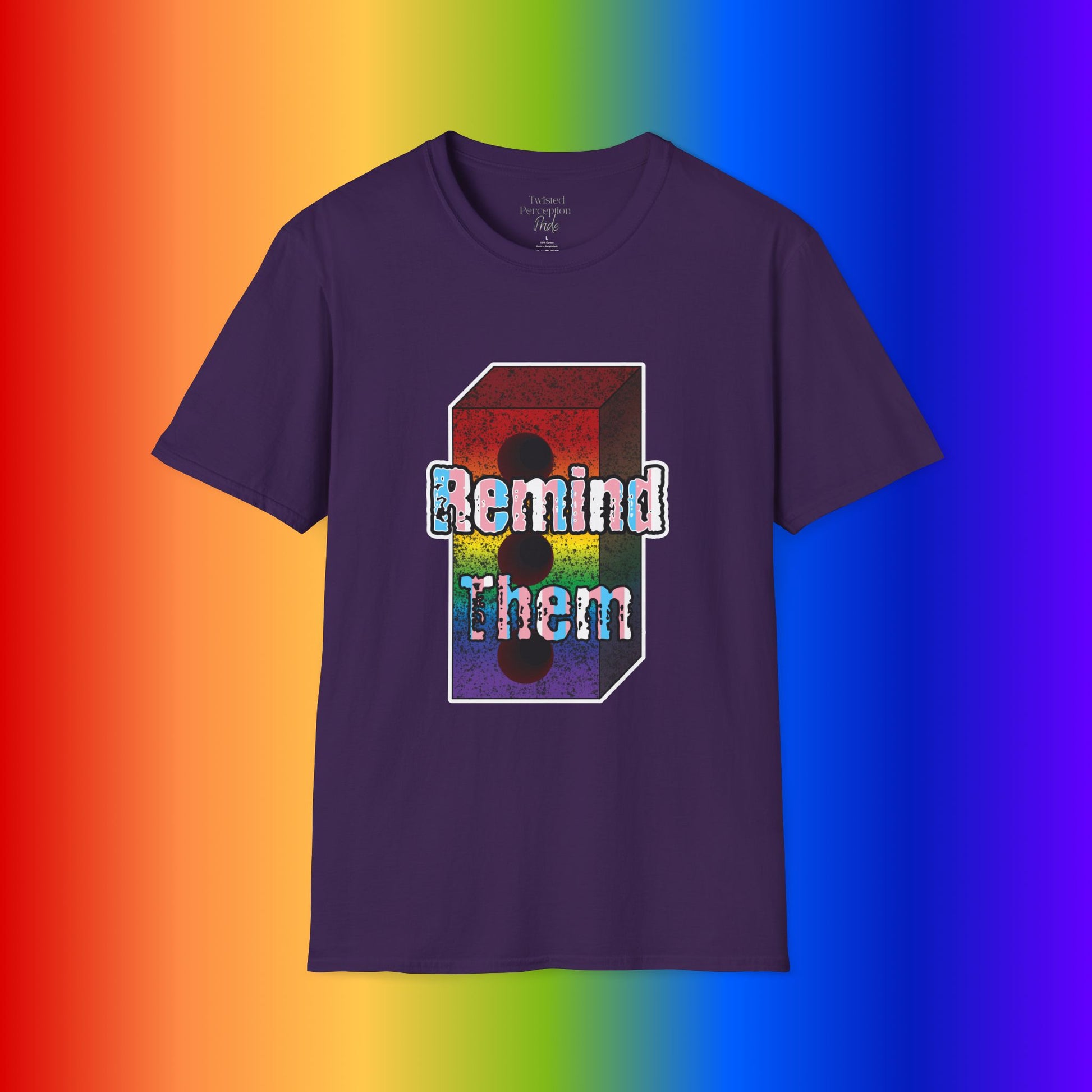 'Remind Them' Stonewall Uprising Rainbow Brick Graphic Tee