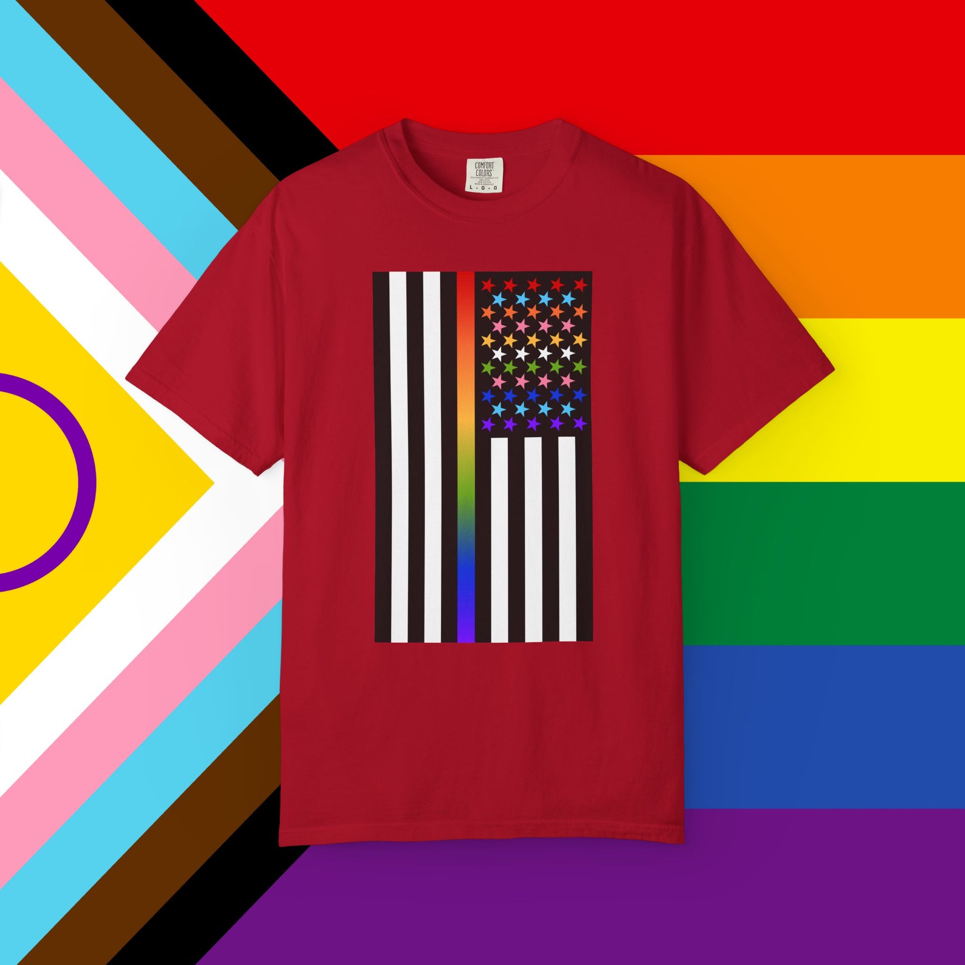 Thin Queer Line American Flag Garment-Dyed Tshirt