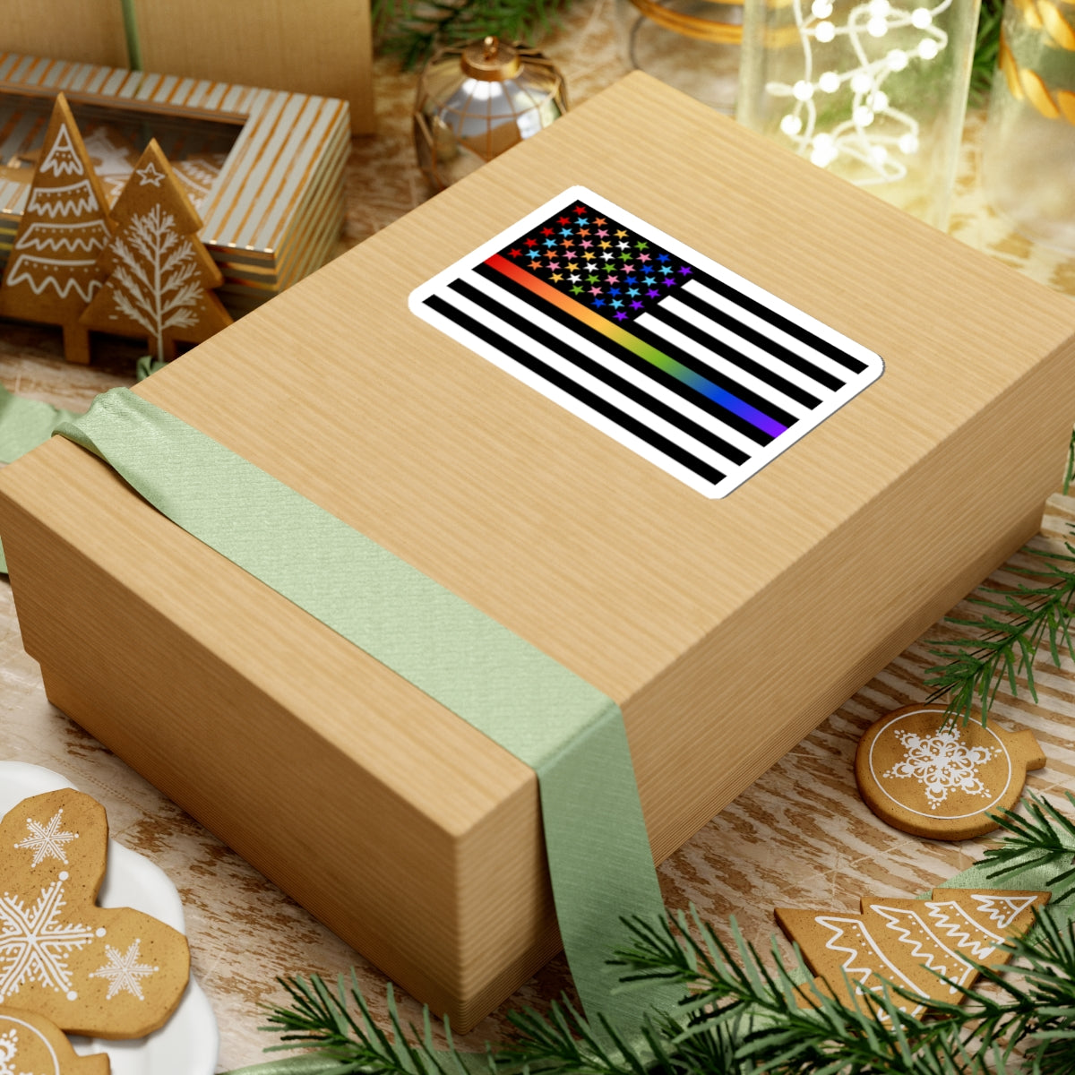 Thin Queer Line American Flag Stickers