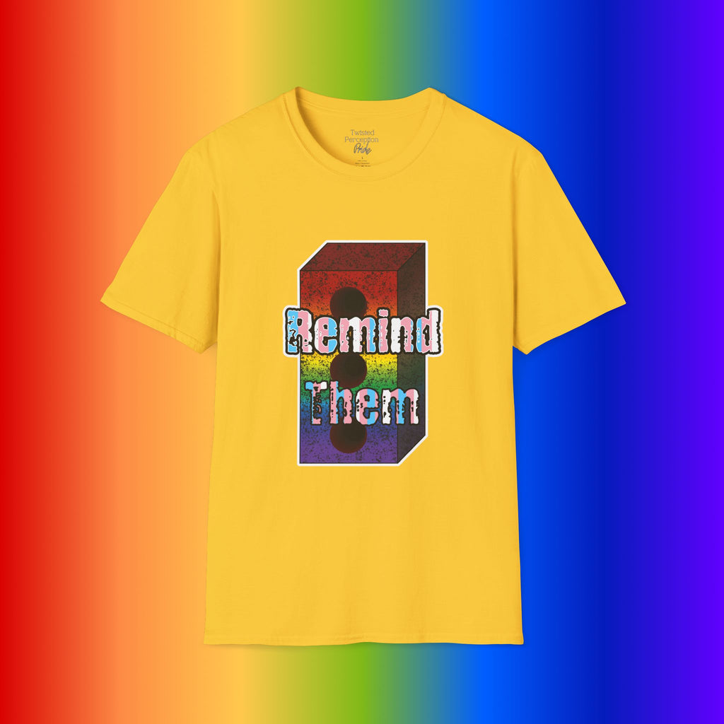 'Remind Them' Stonewall Uprising Rainbow Brick Graphic Tee
