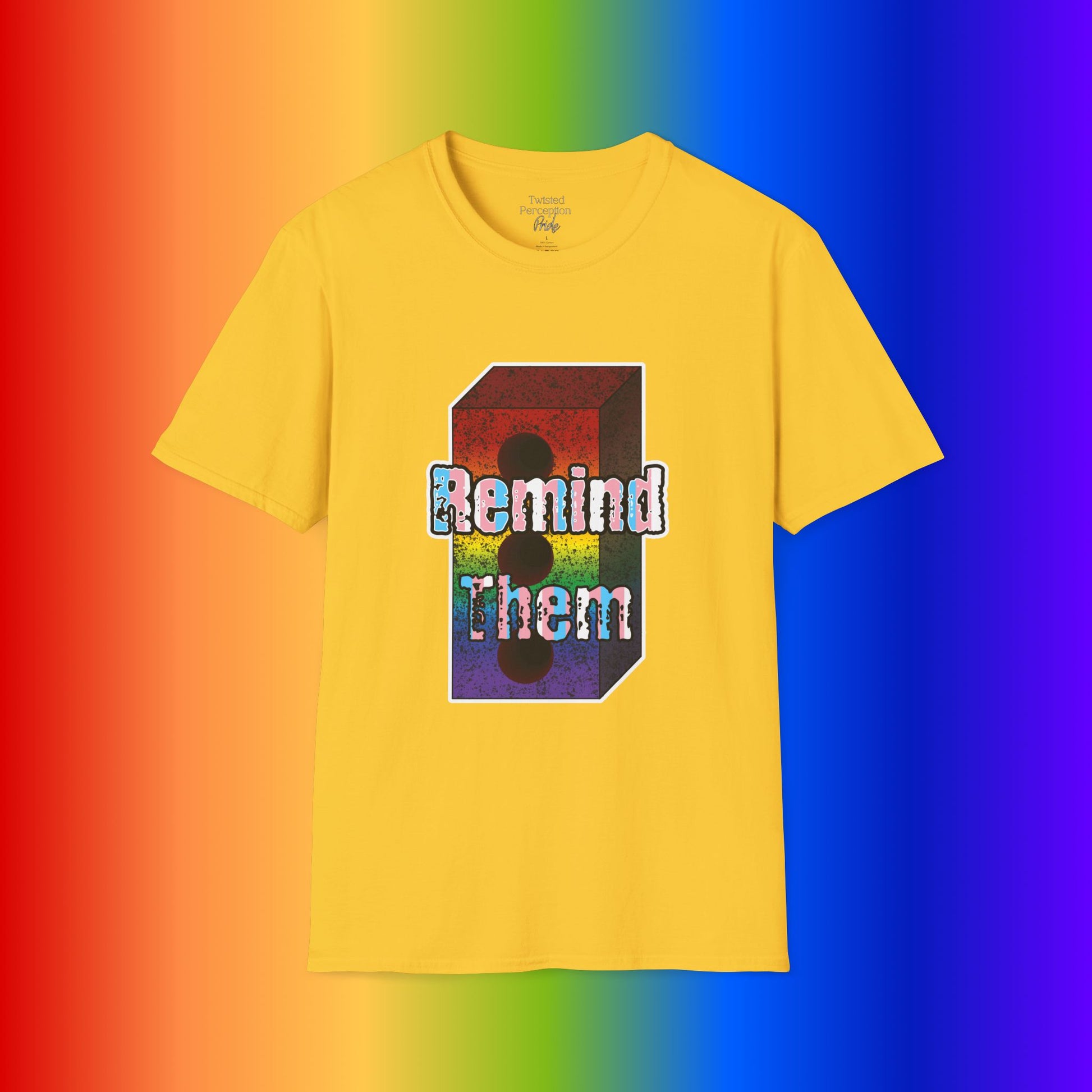 'Remind Them' Stonewall Uprising Rainbow Brick Graphic Tee