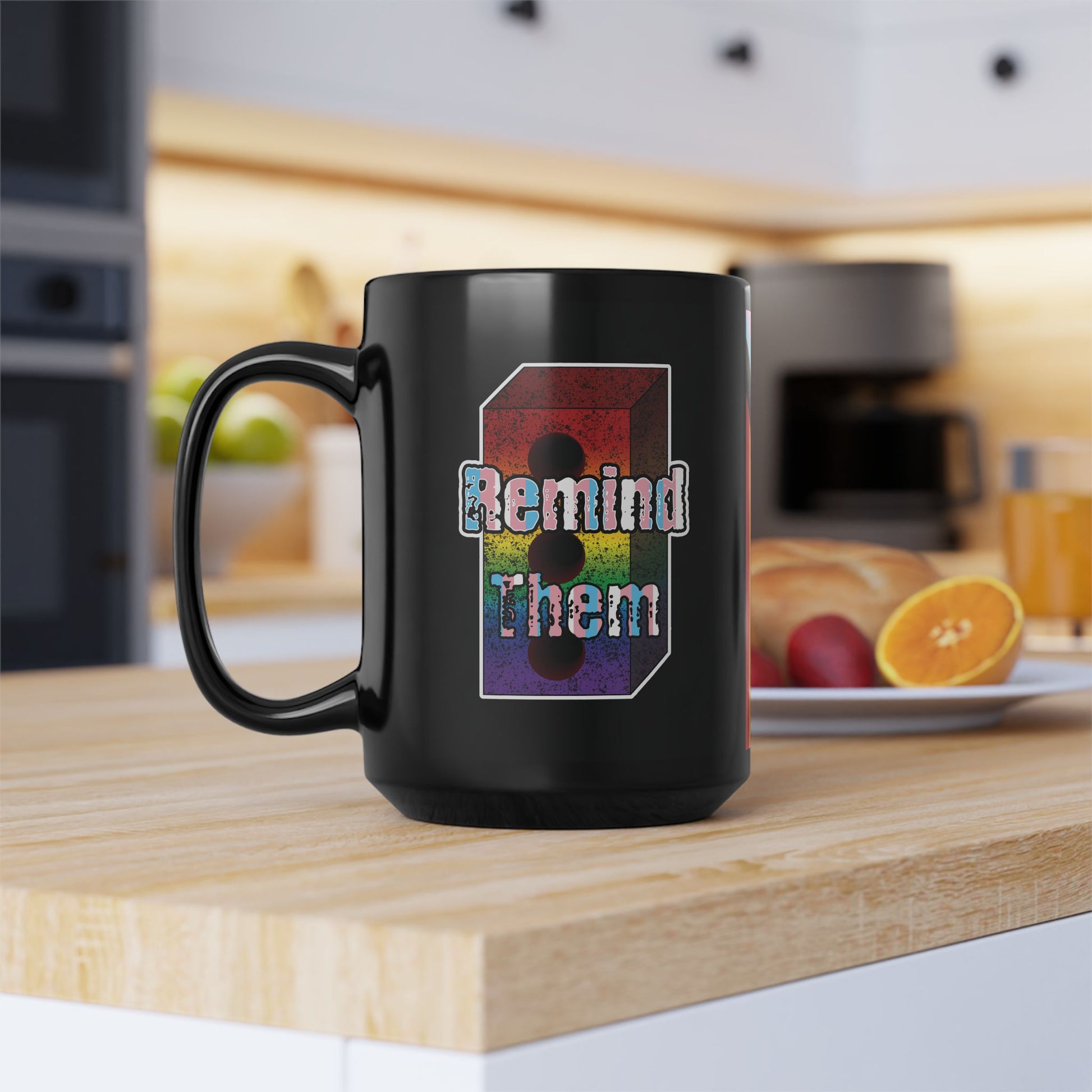 Trans Pride Black Mug - 15oz Rainbow Reminder Cup