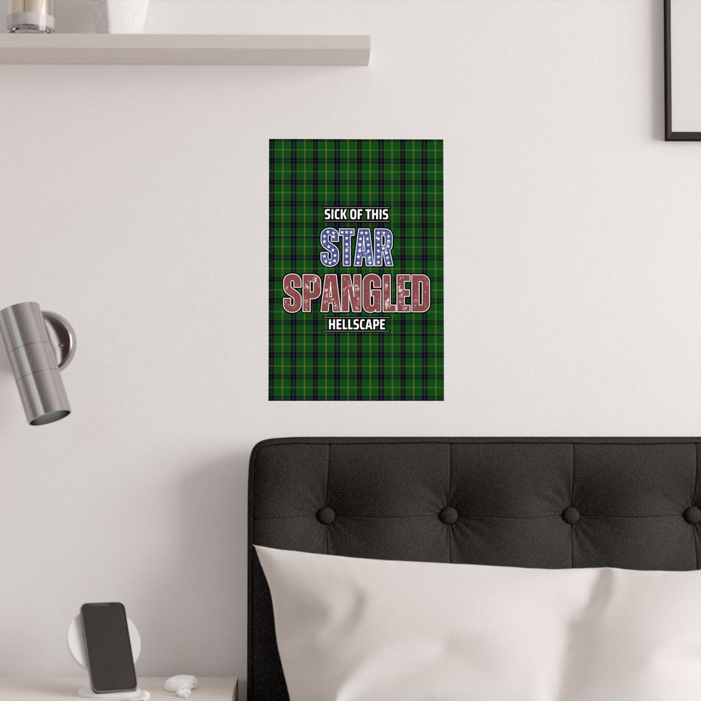 Star Spangled Hellscape Tartan Satin Poster
