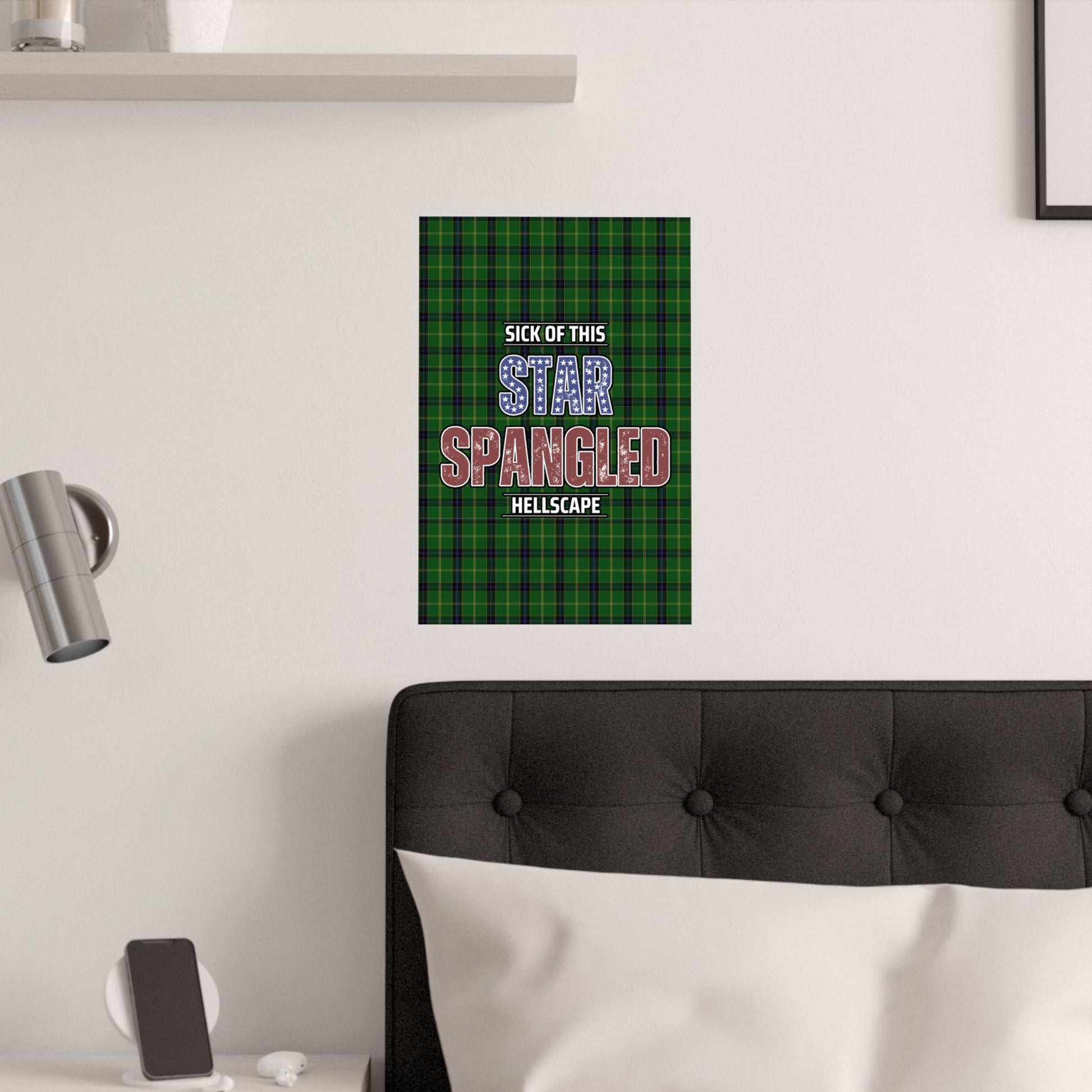 Star Spangled Hellscape Tartan Satin Poster