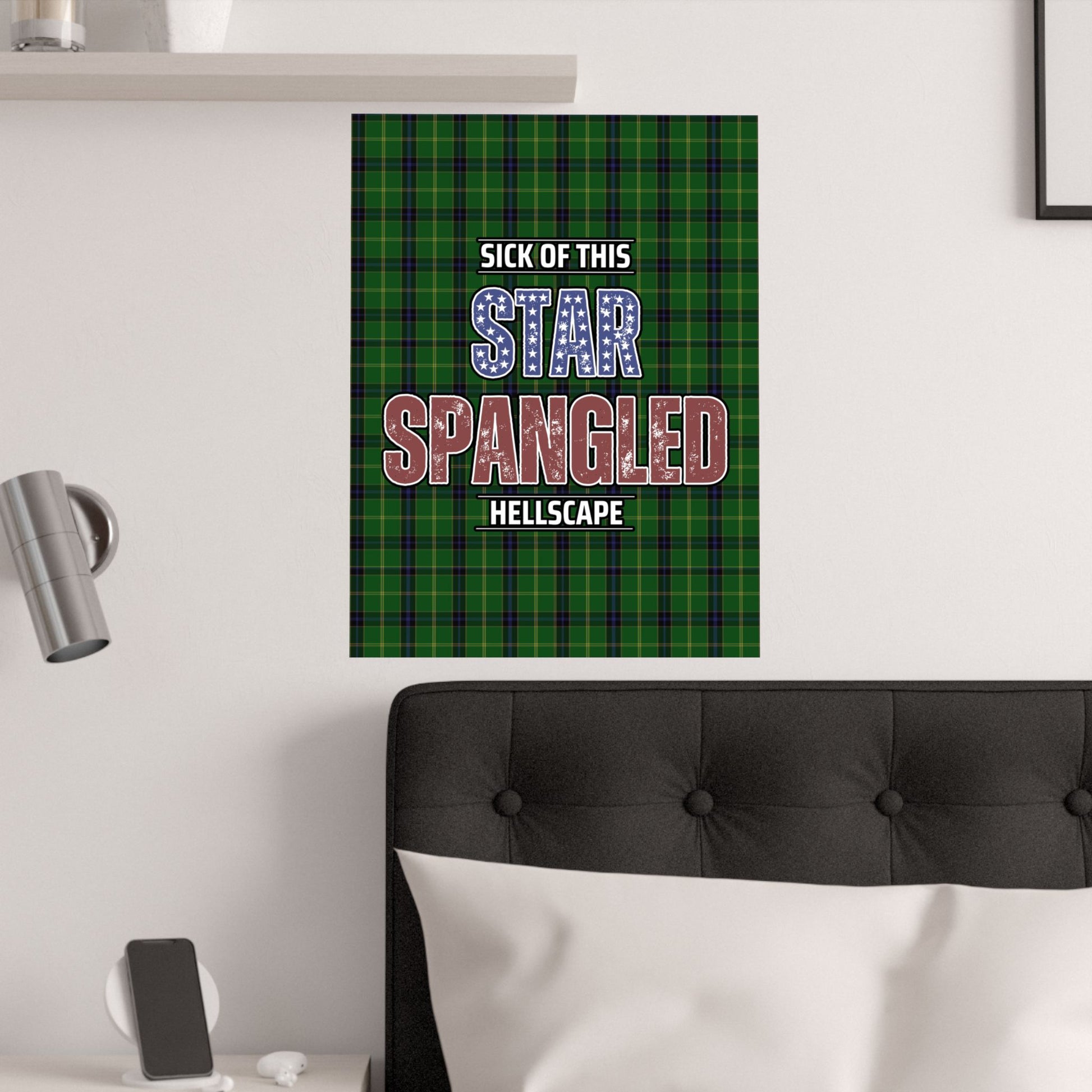 Star Spangled Hellscape Tartan Satin Poster