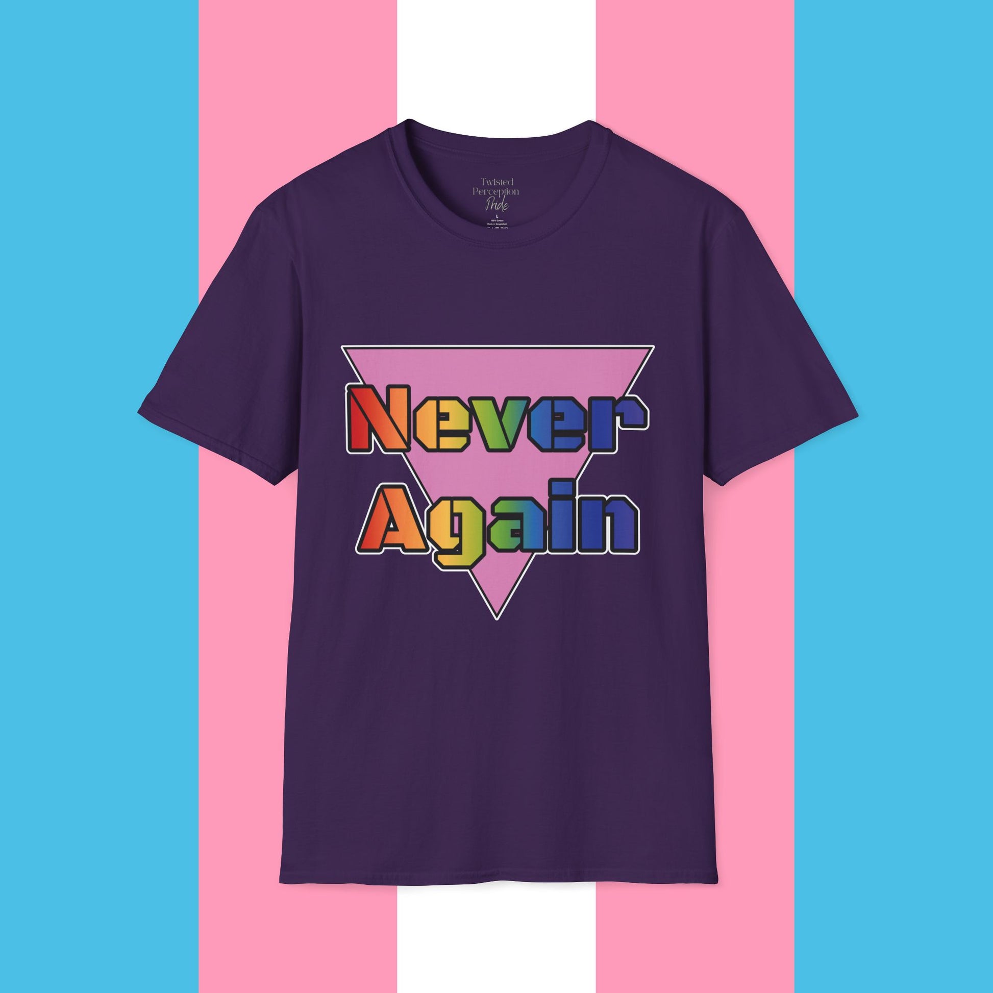 Never Again Bold Letters Gender Neutral Softstyle T-Shirt