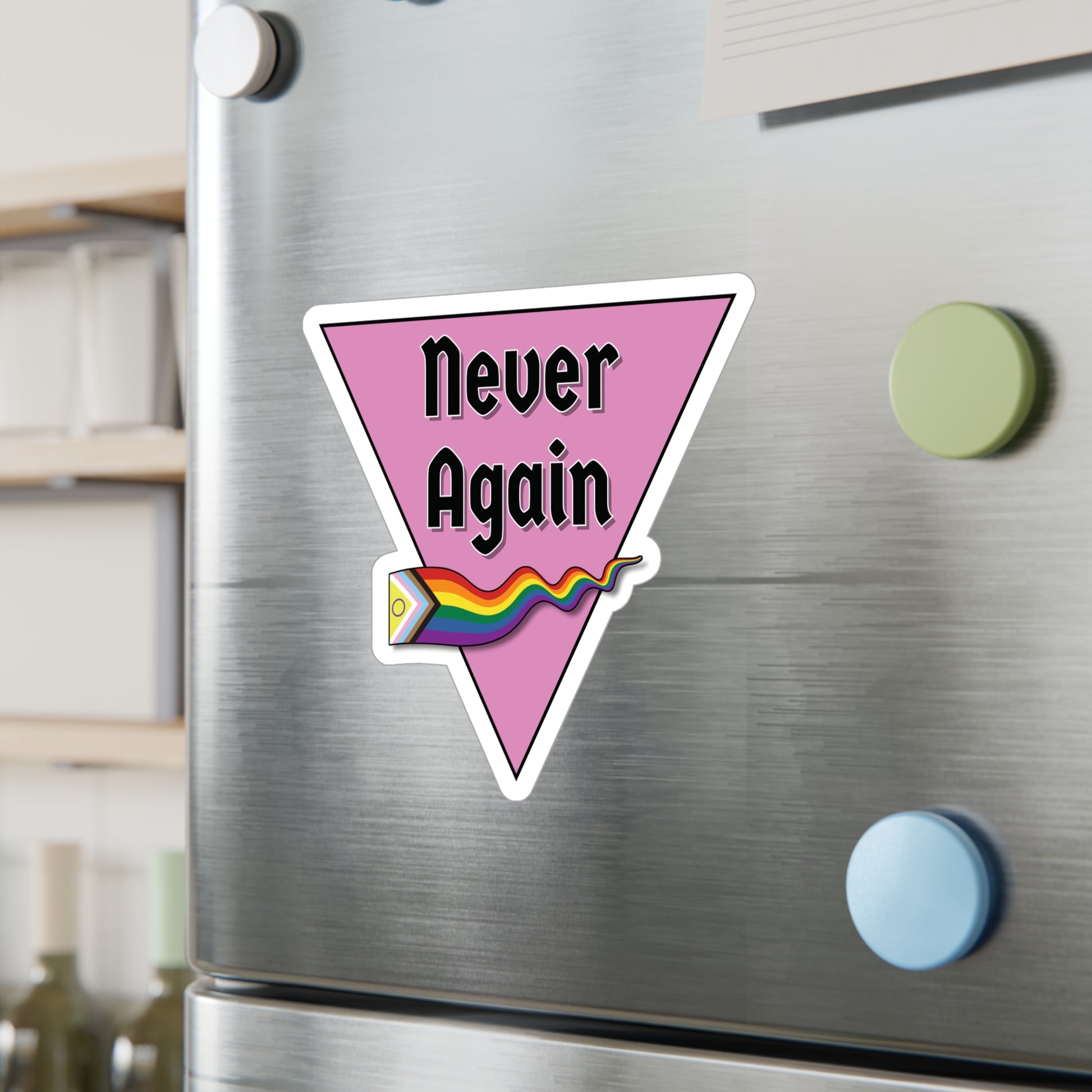 Never Again Historical Pink Triangle Kiss-Cut Vinyl Decals