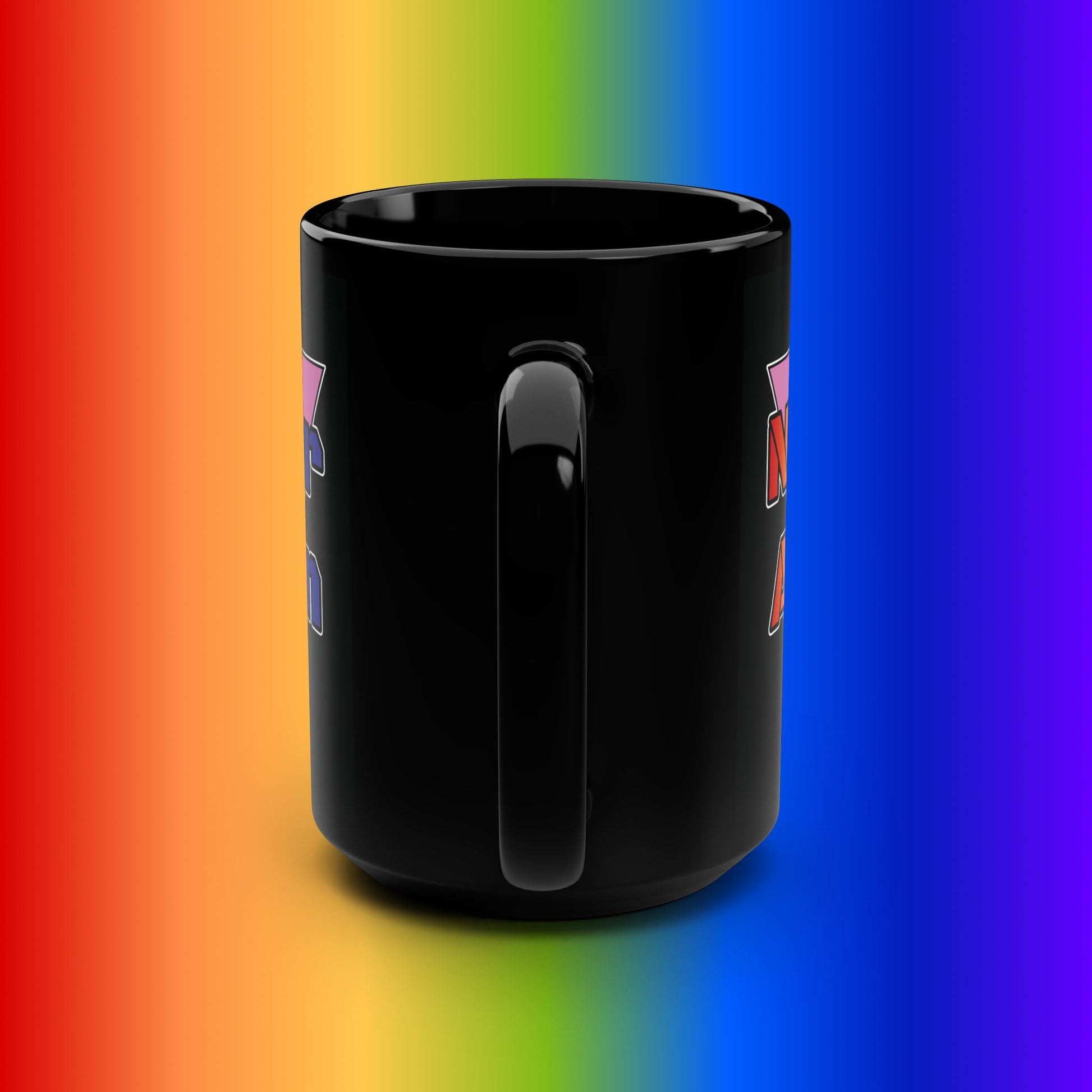 Never Again Black Mug - 15oz Statement Coffee Cup for LGBTQ+ Pride and Resilience