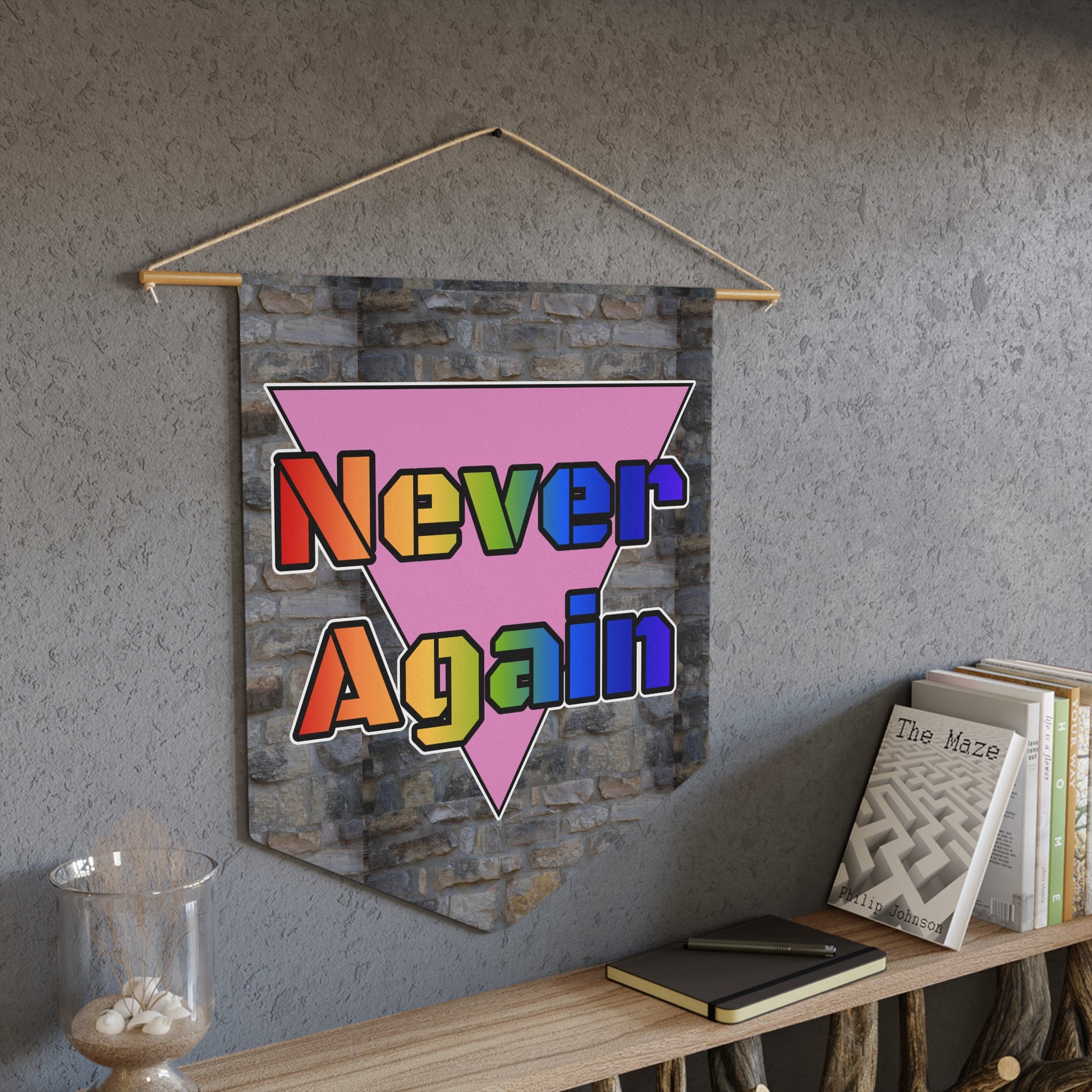 Never Again Bold Letters Pennant
