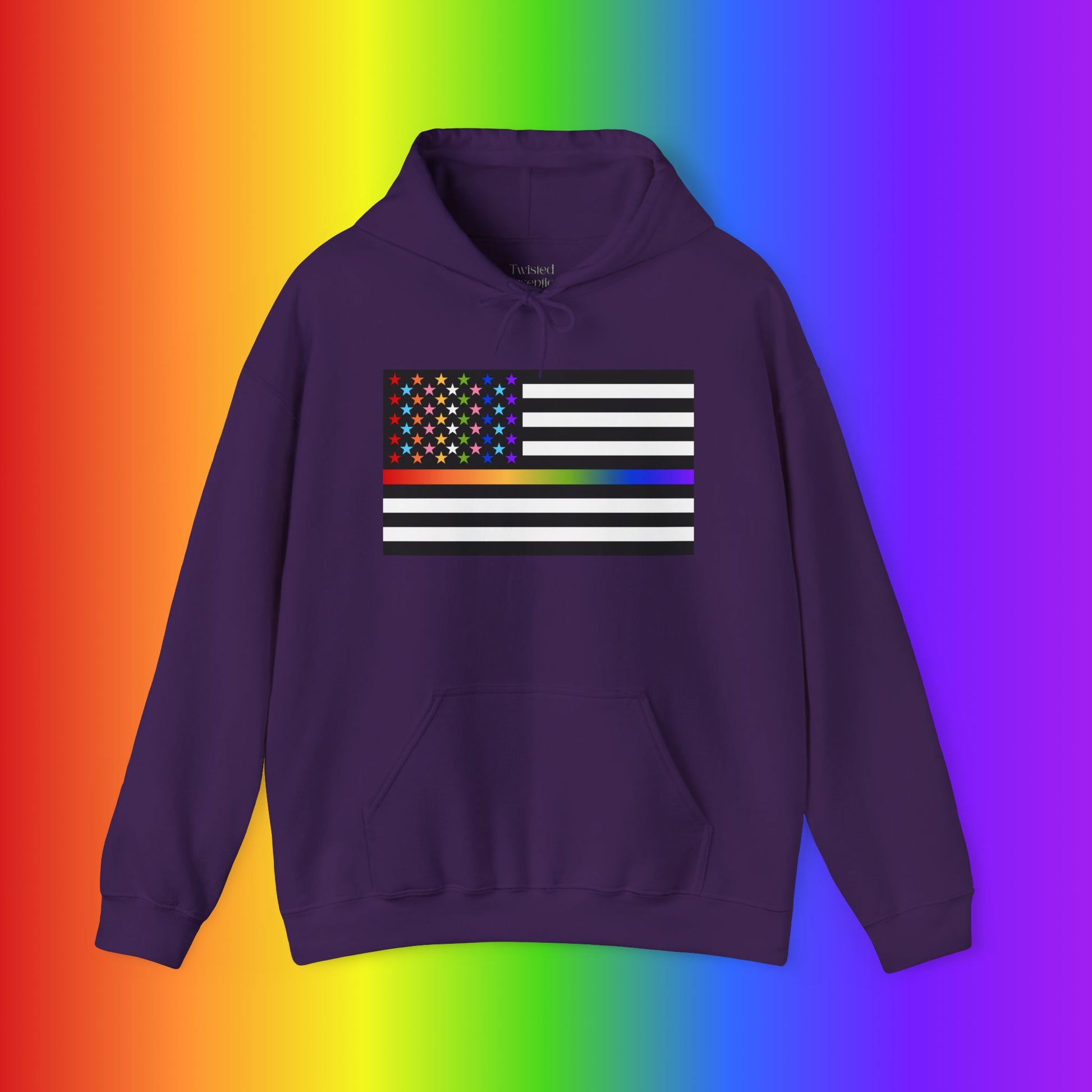Thin Queer Line American Flag Heavy Blend Hoodie