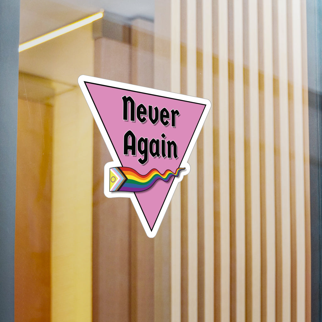 Never Again Historical Pink Triangle Kiss-Cut Vinyl Decals
