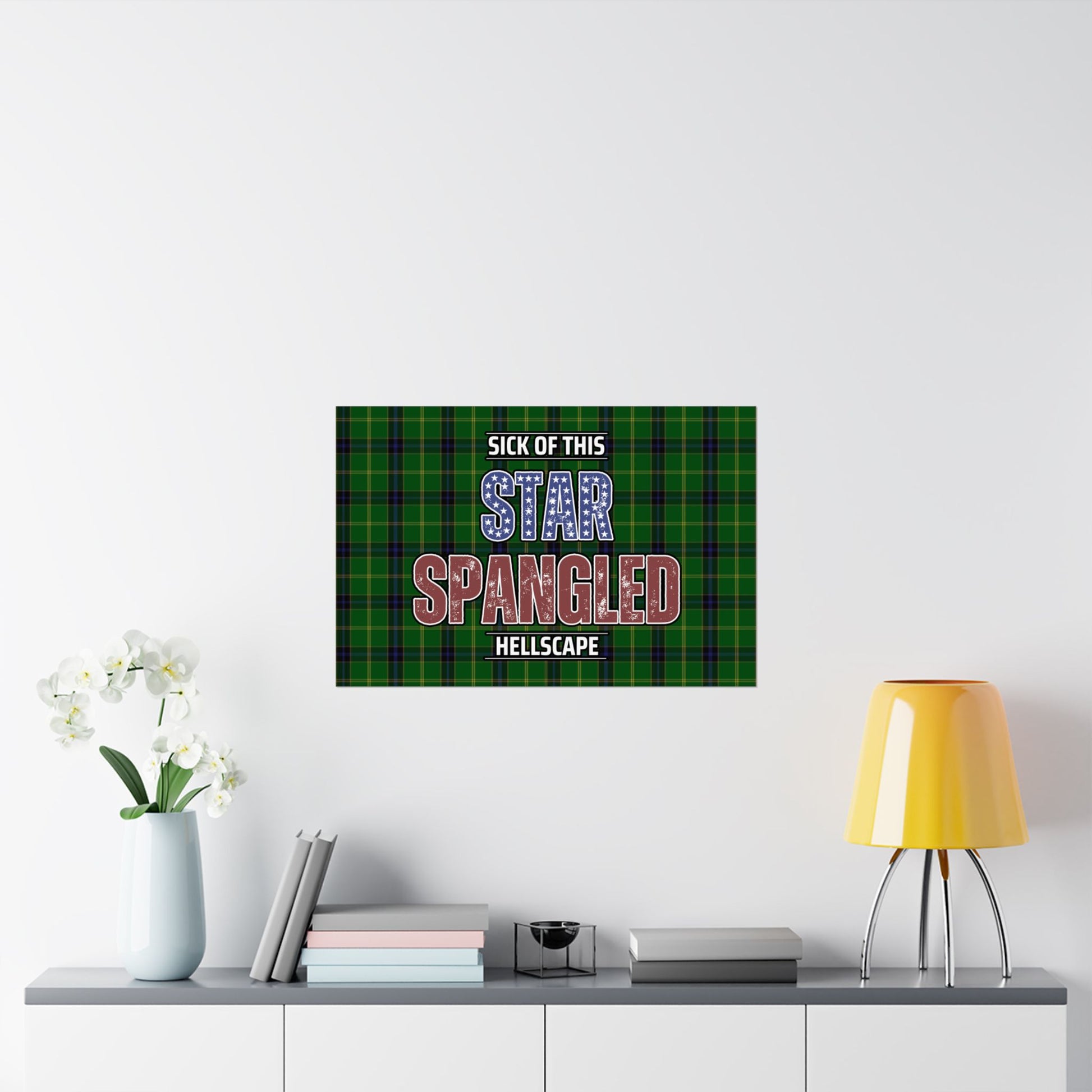 Star Spangled Hellscape Tartan Satin Poster