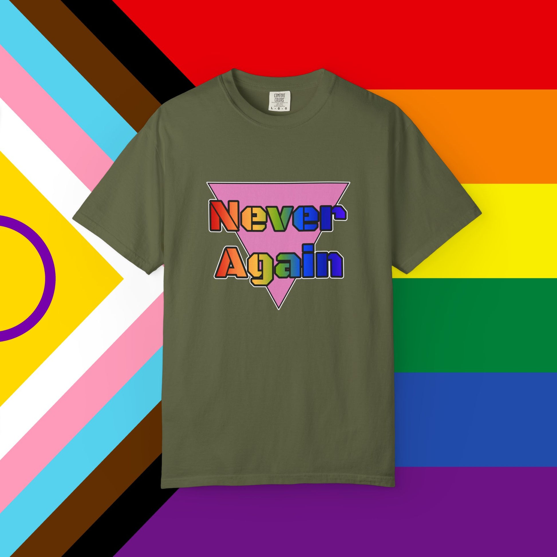 Never Again Bold Letters Garment Dyed Tshirt